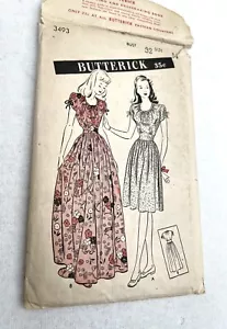 Vintage c1945 Butterick 3493 Party Prom Graduation Dress Pattern Sz 14 B 32 FF - Picture 1 of 12
