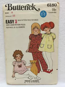 Patrón de costura para niñas talla 6 años 70 Butterick Vestido Bloomers Pantalones de colección Nuevo de lote antiguo - Imagen 1 de 2