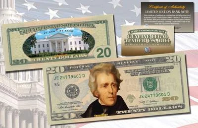 *MUST SEE* Genuine Legal Tender COLORIZED 2-Sided $20 Twenty-Dollar U.S Bill - Image 1 of 2