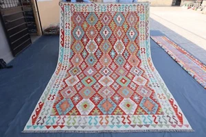 Afghan Modern Rug 7x10 Afghan Handmade Multicolor Geometric Rug- Living room Rug - Picture 1 of 17