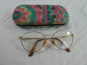 Safilo Elasta Eyeglasses Frames Gold Colored Metal Designer Case Glasses Vintage - Picture 1 of 21
