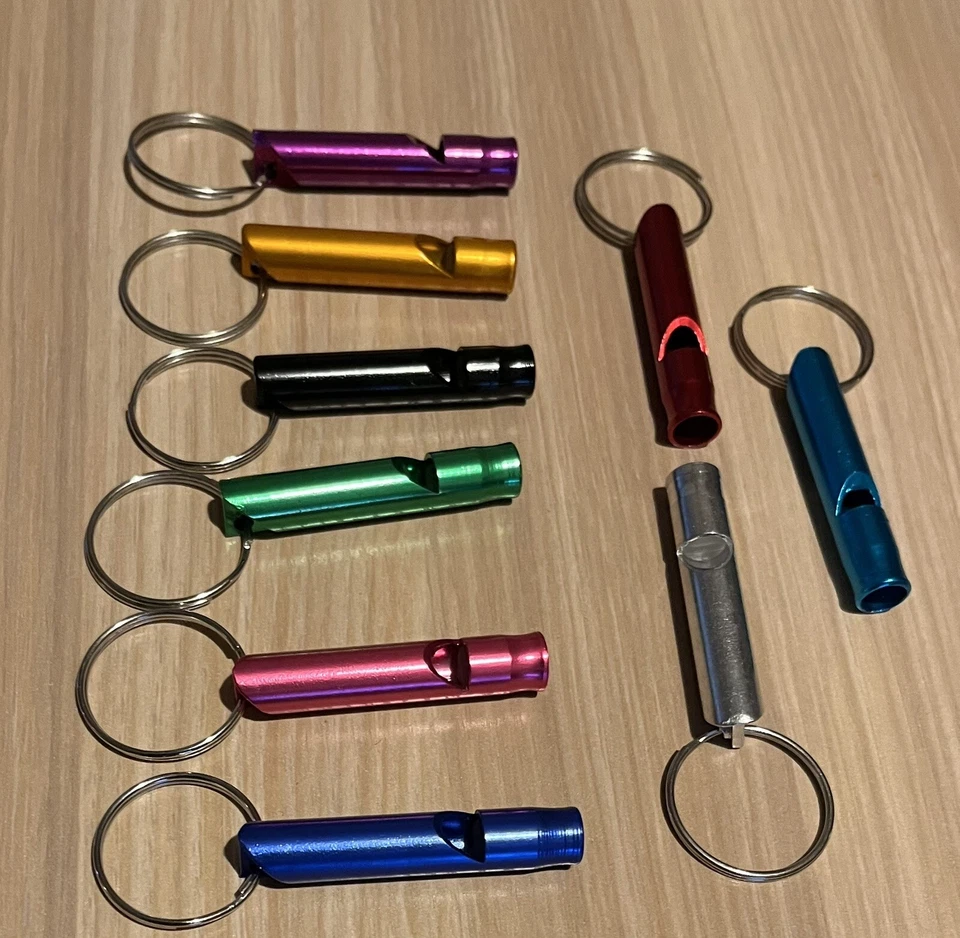 Colourful Metal Sports Whistle Loud Football Teacher Referee Keychain Keyring - Image 1 of 1