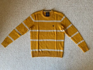 american eagle outfitters yellow & cream striped sweater athletic fit size m - Picture 1 of 5