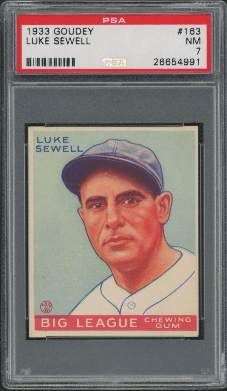 1933 Goudey #163 Luke Sewell PSA 7 NM  Washington Senators