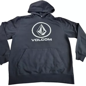 Volcom Hoodie Mens XL Black Pullover Skate Retro Spellout Logo Sweatshirt - Picture 1 of 7