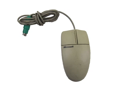 MICROSOFT BASIC MOUSE 3 CORDED BALL MOUSE PS/2 TRACKBALL WIRED PS2 Retro Vintage - Image 1 of 4
