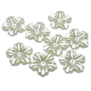 200 Cuentas de Flor de Perla de Marfil 12mm Plano Central Agujero Cosido Disfraz Artesanal - Imagen 1 de 9