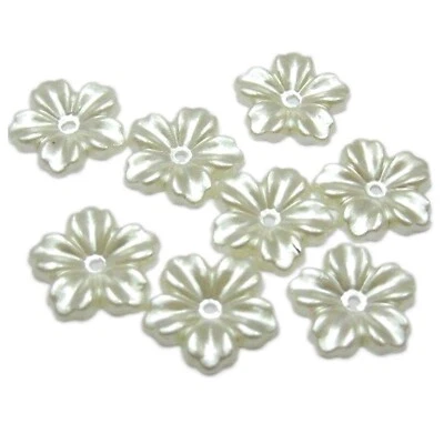 200 Ivory Pearl flower Beads 12mm FlatBack Center Hole Sew On Costume Craft - Image 1 of 4