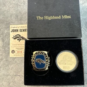 John Elway 24 Kt Gold Plated Coin & Oversized Ring from Highland Mint #1/2500 ! - Picture 1 of 6