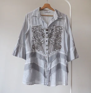 Elisa Cavaletti Club Italian embroidered blouse shirt victorian Italy L ( L2) - Bild 1 von 7
