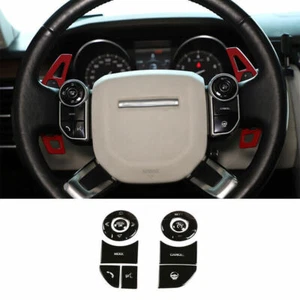 Black Steel Steering Wheel Button Decor Cover For Range Rover Sport 2014-2017 - Picture 1 of 9