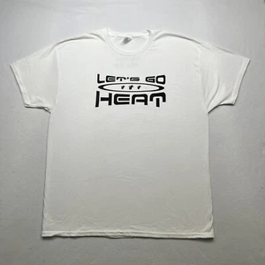 Men's LETS GO HEAT Miami White Hot NBA Basketball T-Shirt Black Letters XL FOX - Picture 1 of 6