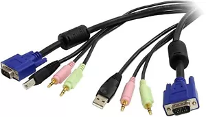 StarTech 6 ft 4-in-1 USB VGA KVM Switch Cable w/Audio & Microphone (USBVGA4N1A6) - Picture 1 of 4