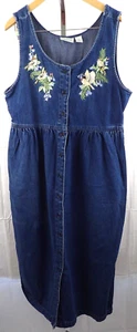 Maxi Vestido De Colección Federación Nacional de Vida Silvestre Bordado Pájaros Denim XL (10) - Imagen 1 de 5