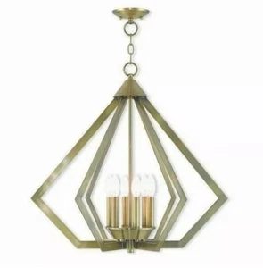 Livex 40926-01 Prism 6 Light 26 inch Antique Brass Chandelier Ceiling Light - Picture 1 of 2