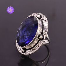 Blue Topaz Gemstone 925 Sterling Silver Ring Handmade Jewelry Gift For Women
