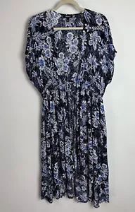 Torrid Damen blau Blumenmuster Cinch Taille Kimono kurzärmelige Abdeckung Übergröße 00/0 - Bild 1 von 13