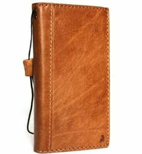 Funda de cuero genuino para Apple iPhone 13 Pro Max billetera vintage cubierta libro bronceado - Imagen 1 de 9