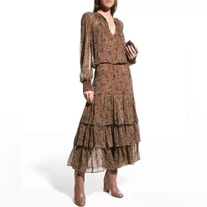 VERONICA BEARD TUNIS FLORAL AND PAISLEY PRINT MIDI DRESS Size 10 - NEW - Picture 1 of 11