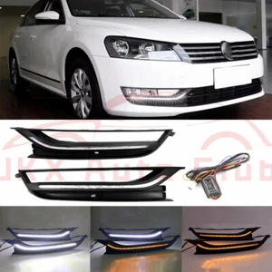 For Volkswagen Passat B7 2012-2015 p LED DRL Daytime Running Light w/ Turn Lamp - Picture 1 of 10