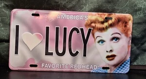 I LOVE LUCY tin license-plate Lucille Ball comedienne America’s Favorite Redhead - Picture 1 of 6