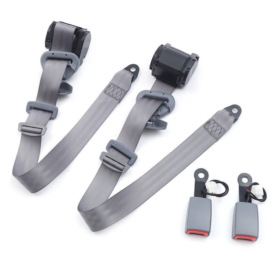 2pcs 3 Point Retractable Adjustable Safety Seat Belt Straps Car Vehicle Belt Kit - Image 1 of 4