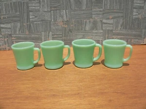 4 Vintage Fire King Green Jadeite D Handle Mugs Cups~Anchor Hocking - Picture 1 of 5