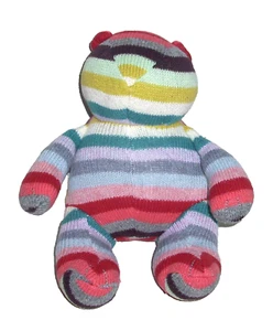 10" Baby Gap Brannan Bear Multicolor Stripe Knit Plush Stuffed 2014 Lovey - Picture 1 of 2