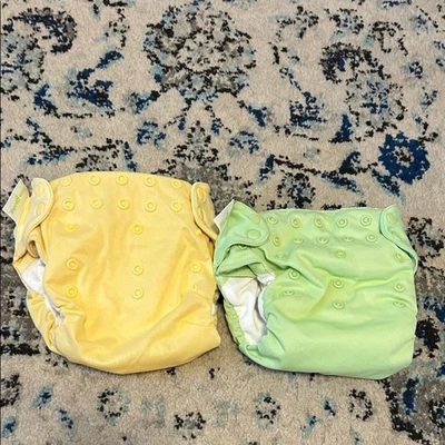 Pañales de tela todo en uno Bumgenius amarillo verde AIO Foto 1 de 4