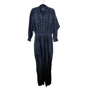 Vintage Esprit 100% Silk Lightweight Black Jumpsuit Small Washable Quiet Luxury - Picture 1 of 17