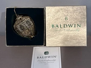 Baldwin Ginger Jar Egg - Limited Edition 2000 -Brass Christmas Ornament - Picture 1 of 4