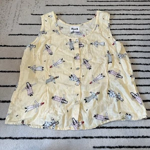 Camicia FLAX UnderFLAX 100% lino bottoni davanti camicia gialla bambole taglia large - Foto 1 di 9