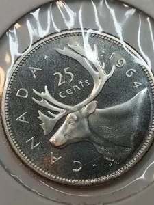 1964 Canada 25 cents silver coin proof like - Picture 1 of 3