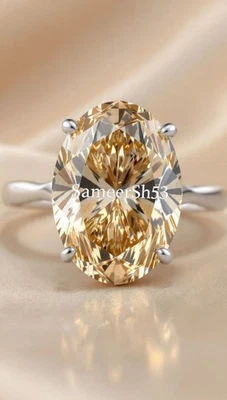 💍 Anillo Elegante Estilo SameerSh53 Plata Diamante Gris Corte Ovalado 3 Ct Foto 1 de 4