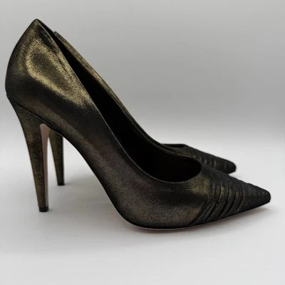 Tamara Mellon Bronze Metallic Suede Furrow Pumps 105mm Heels Size 10Us  /  40 Eu - Image 1 of 4