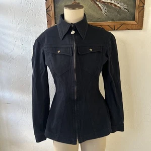 Vintage Thierry Mugler MTM Jacke Damen M Stretch Sanduhr Navy Military - Bild 1 von 14