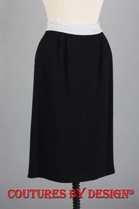 St John Knits Santana Knit Skirt Silver Metallic Waistband Caviar SZ 6 NWT - Picture 1 of 2