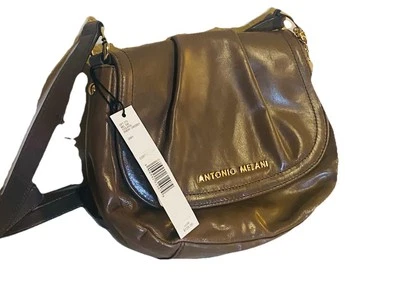 Bolso Bandolera Antonio Melani Esmery Gris Imitación Cuero Borla Acentos Dorados Nuevo con Etiquetas Foto 1 de 4