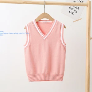 Kids Child Sweater Vest V Neck Girl Boy Kint Classic Sleeveless Pullover Jumpers - Picture 1 of 24