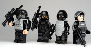 Custom Printed LEGO Minifigure (4x) Police SWAT Urban Tactical Spec Ops Squad - Foto 1 di 9