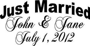 JUST MARRIED Personalized Wedding Car Vinyl Window Decal Sticker Decoration - Picture 1 of 2