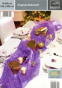 Organza Deko Stoff Weihnachtstischläufer Lila Weihnachten Tischläufer 145x300 - Bild 1 von 2