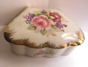 Shafford Japanese hand painted porcelain trinket box with 2 trays,pink and gold - Picture 1 of 8