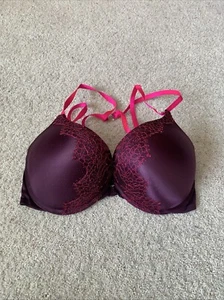 Victoria’s Secret Push-up-BH Bombshell 36D weinrot vorne geschlossen Hinzufügen 2 Körbchen - Bild 1 von 9
