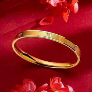 Pulsera de acero inoxidable anti deslustre chapada en oro para mujer y hombre - Imagen 1 de 6