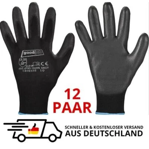 12 Paar - DARK GRIP Goodjob® Feinstrickhandschuhe Nahtlos Handschuhe Schwarz - Bild 1 von 12