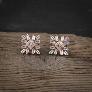 Zirkonia Damen Ohrringe Rosevergoldet Ohrring Mode Ohrstecker Schmuck - Bild 1 von 4