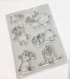 6x Cute Pig Acrylic Plastic DIY Unmounted Stamp Plate for Scrapbook - Picture 1 of 1