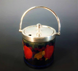 WONDERFUL MOORCROFT SILVER PLATE MOUNTED PRESERVE POT in the POMEGRANATE PATTERN - Picture 1 of 10