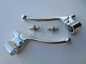 TRIUMPH BSA NORTON HANDLEBAR BRAKE CLUTCH LEVER SET AMAL STYLE ALLOY CAFE RACER - Picture 1 of 4